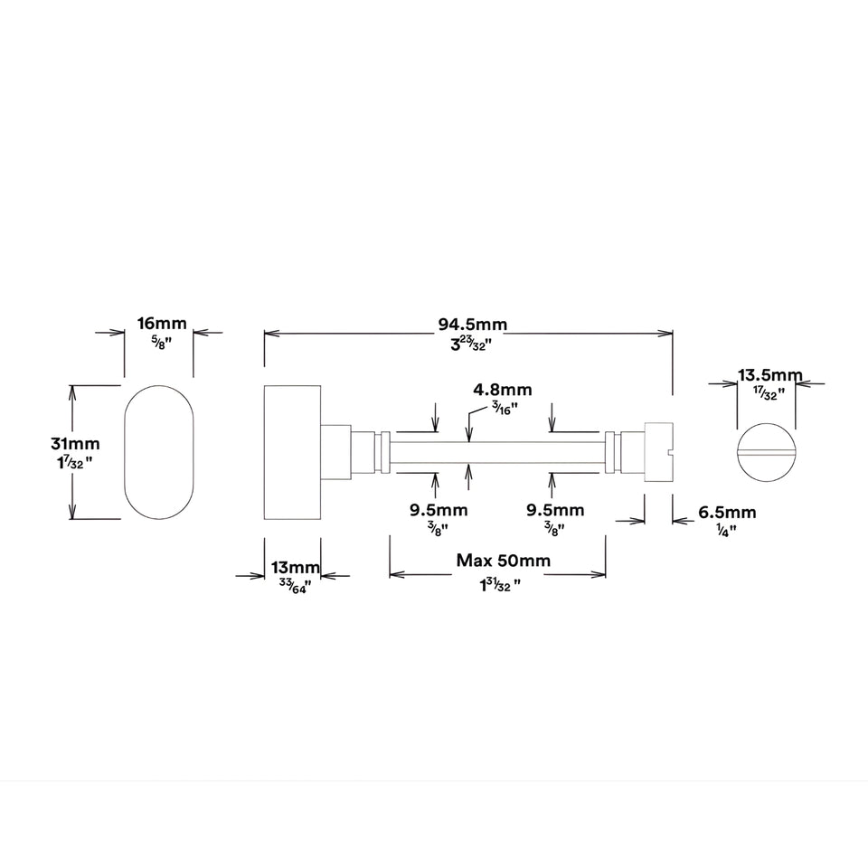Iver Baltimore Lever Oval Backplate Privacy Kit with Privacy Turn Satin Nickel