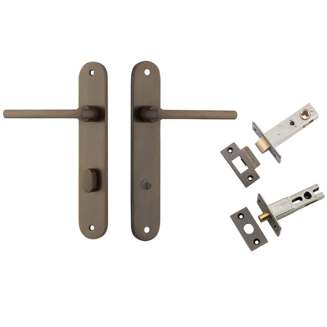 Iver Baltimore Lever Oval Backplate Privacy Kit with Privacy Turn Signature Brass 10726KPRIV60 - The Blue Space
