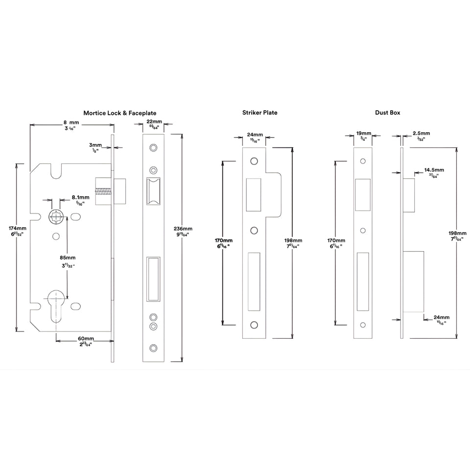 Iver Baltimore Lever Rectangular Backplate Entrance Kit with High Security Lock Signature Brass