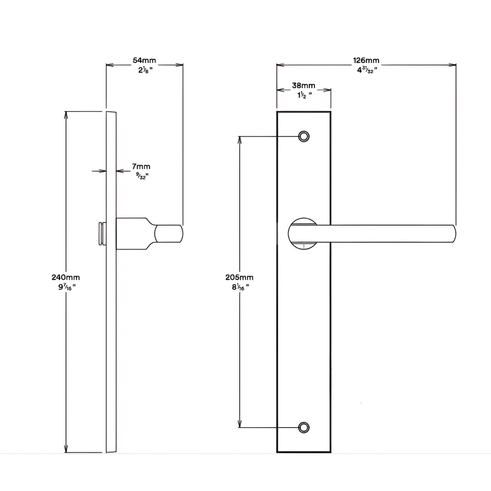 Iver Baltimore Lever Rectangular Backplate Passage Kit Satin Nickel