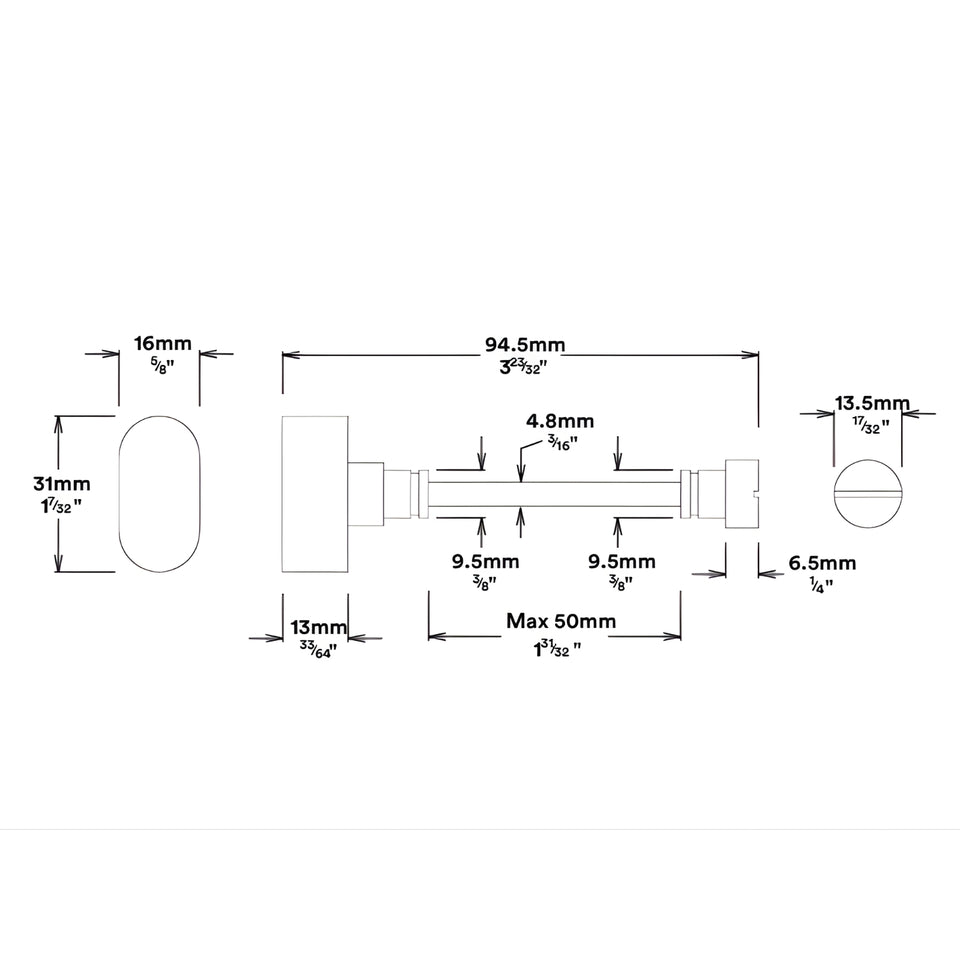 Iver Baltimore Lever Rectangular Backplate Privacy Kit with Privacy Turn Matte Black