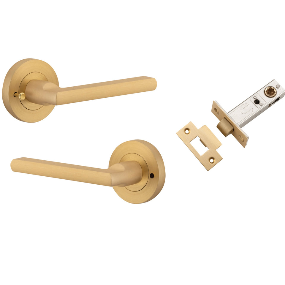 Iver Baltimore Lever Round Rose (Inbuilt Privacy) Brushed Brass