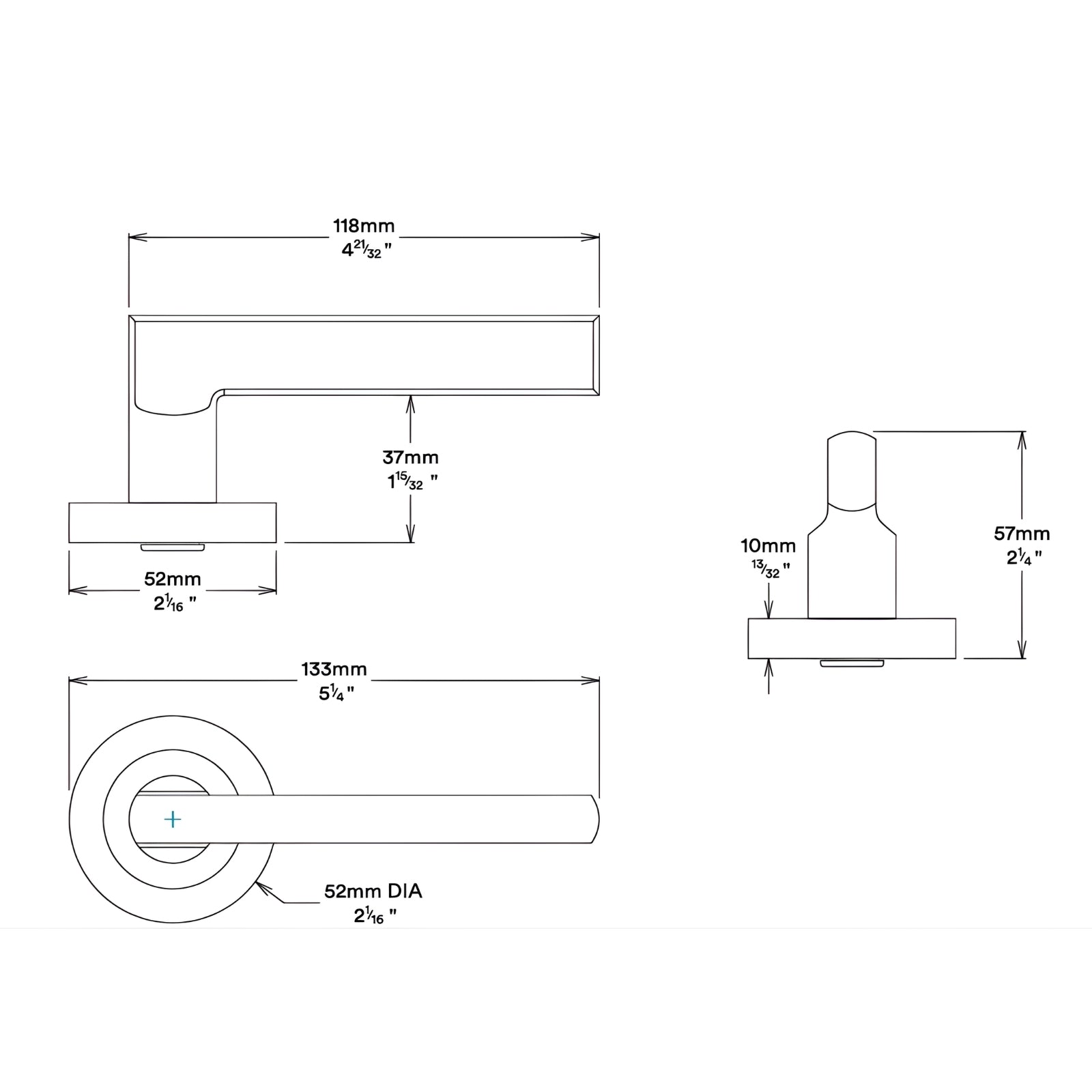 Line Drawing Iver Baltimore Lever Round Rose Entrance Kit with Separate High Security Lock Brushed Brass 9365KENTR60KT - The Blue Space