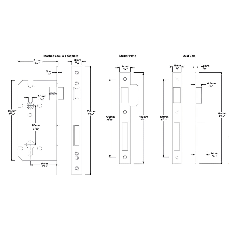 Iver Brunswick Lever Oval Backplate Entrance Kit with High Security Lock Matte Black