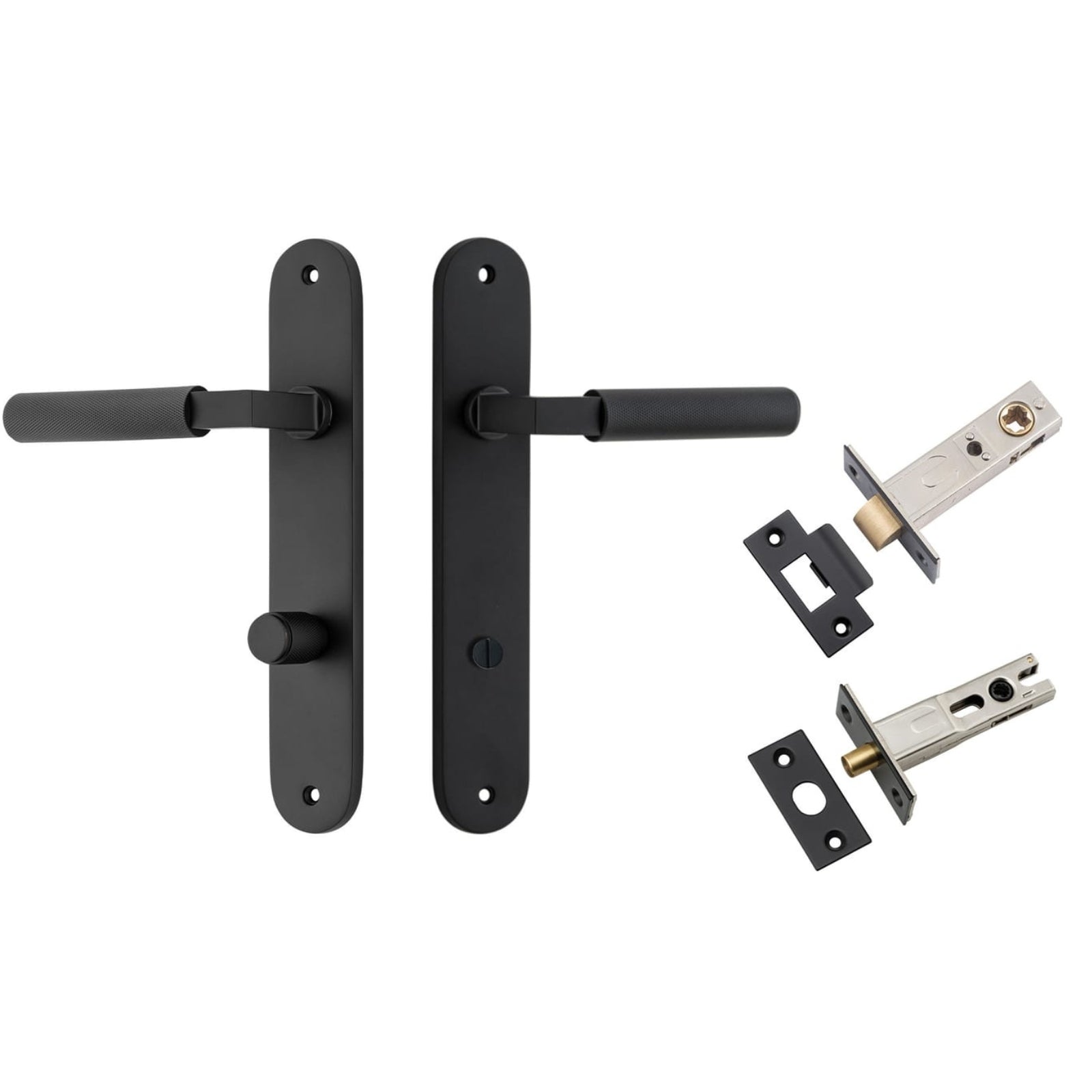 Iver Brunswick Lever Oval Backplate Privacy Kit Matte Black  12768KPRIV60 - The Blue Space