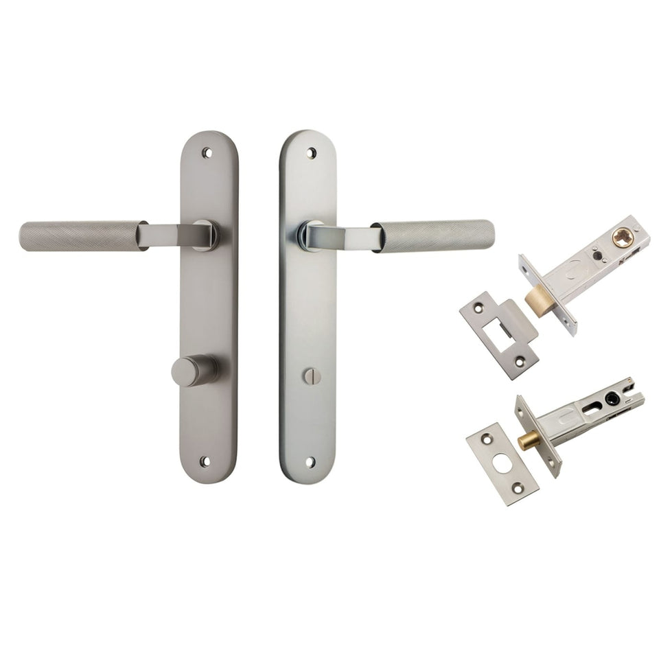 Iver Brunswick Lever Oval Backplate Privacy Kit Satin Nickel