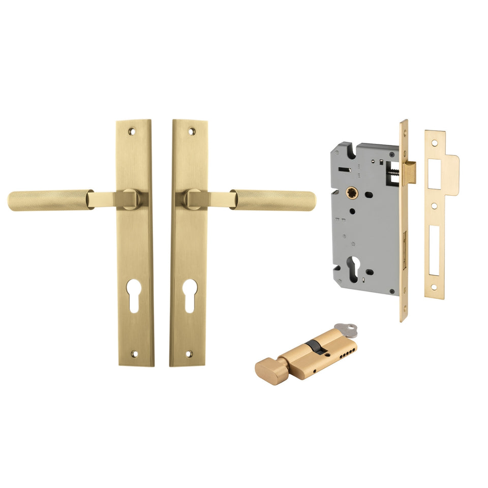 Iver Brunswick Lever Rectangular Backplate Entrance Kit with High Security Lock Brushed Gold