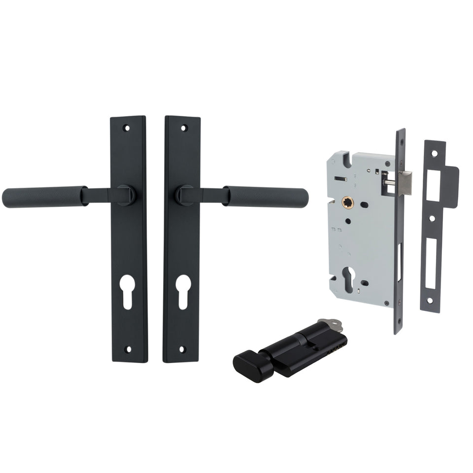 Iver Brunswick Lever Rectangular Backplate Entrance Kit with High Security Lock Matte Black