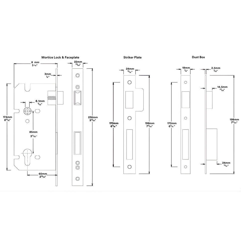 Iver Brunswick Lever Rectangular Backplate Entrance Kit with High Security Lock Matte Black