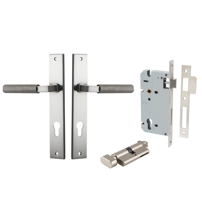Iver Brunswick Lever Rectangular Backplate Entrance Kit with High Security Lock Satin Nickel 14752KENTR60KT - The Blue Space