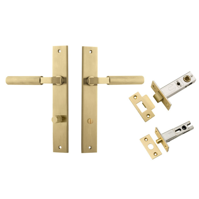 Iver Brunswick Lever Rectangular Backplate Privacy Kit Brushed Gold  16252KPRIV60 - The Blue Space