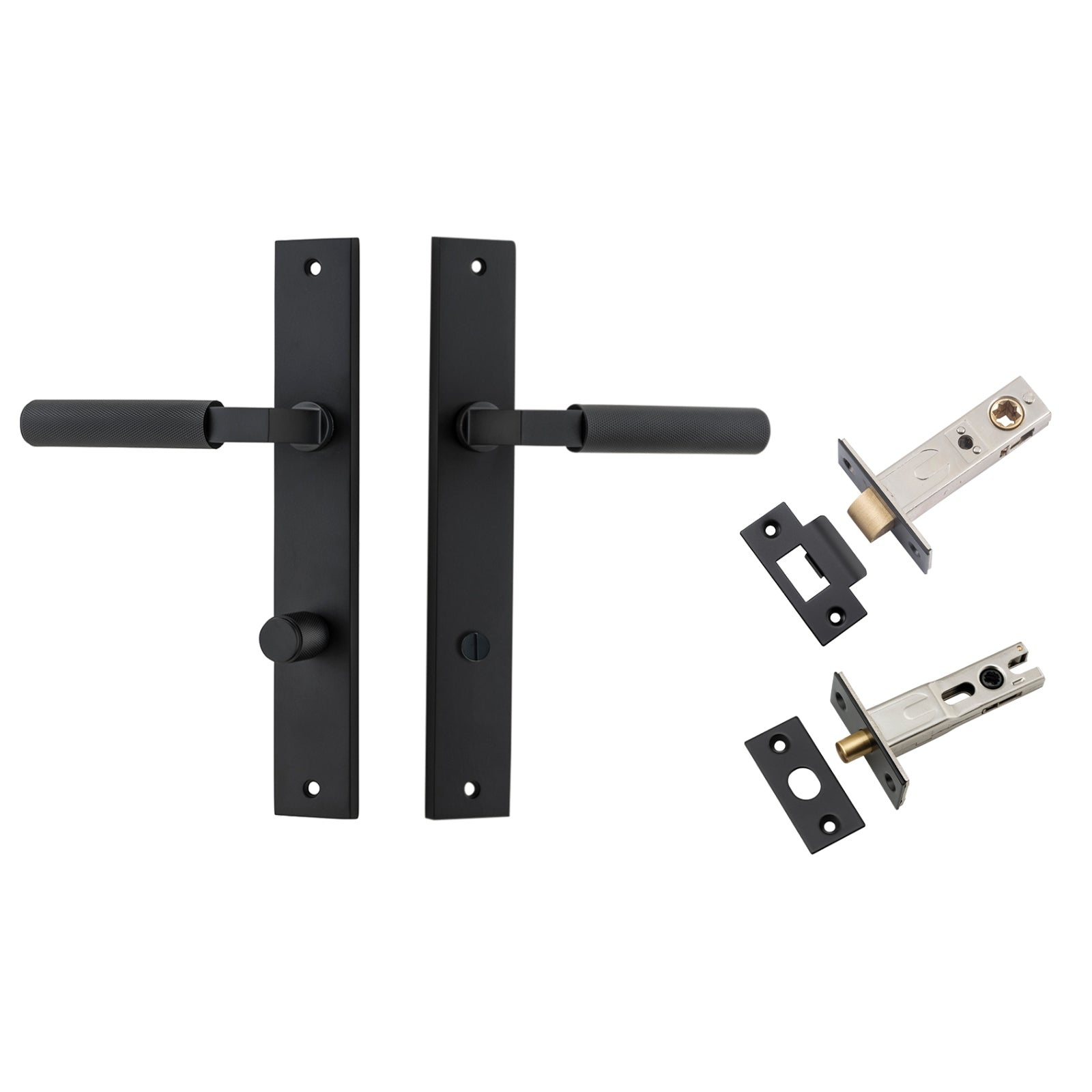 Iver Brunswick Lever Rectangular Backplate Privacy Kit Matte Black  12752KPRIV60 - The Blue Space