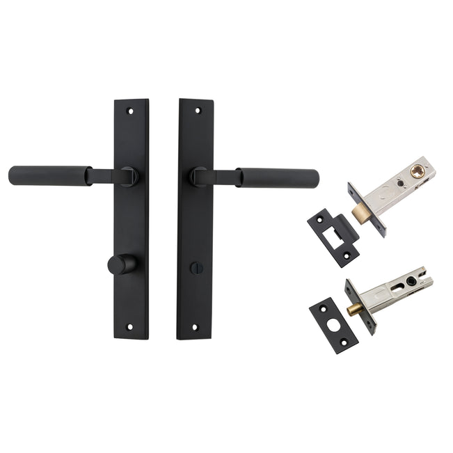 Iver Brunswick Lever Rectangular Backplate Privacy Kit Matte Black  12752KPRIV60 - The Blue Space