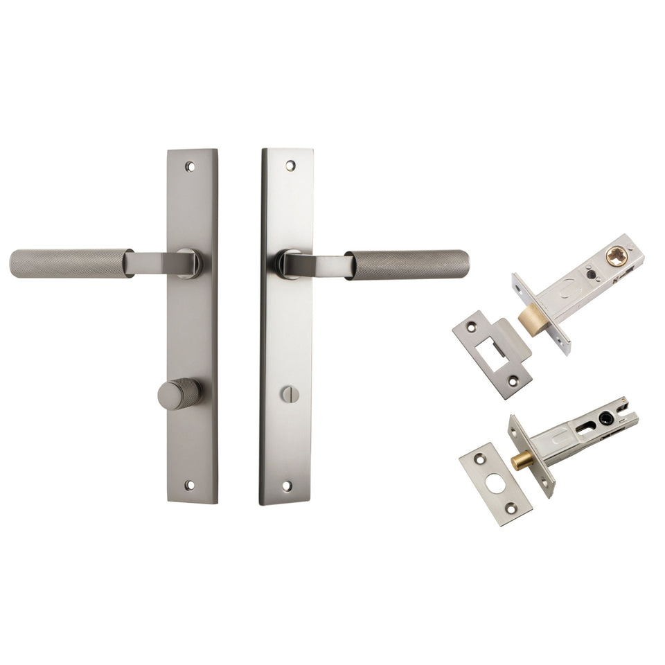 Iver Brunswick Lever Rectangular Backplate Privacy Kit Satin Nickel