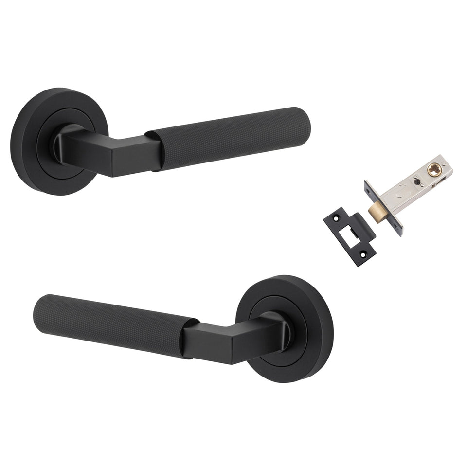 Iver Brunswick Lever Round Rose Passage Kit Matte Black
