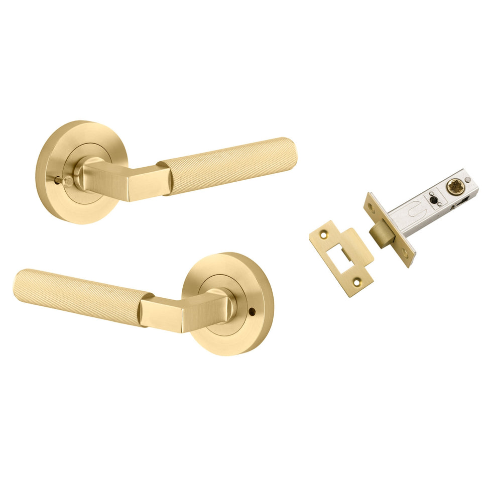 Iver Brunswick Lever Round Rose Privacy Kit Brushed Gold