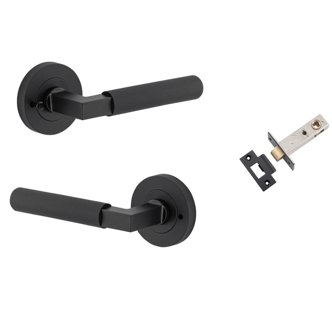Iver Brunswick Lever Round Rose Privacy Kit Matte Black  0353KIBPRIV60 - The Blue Space
