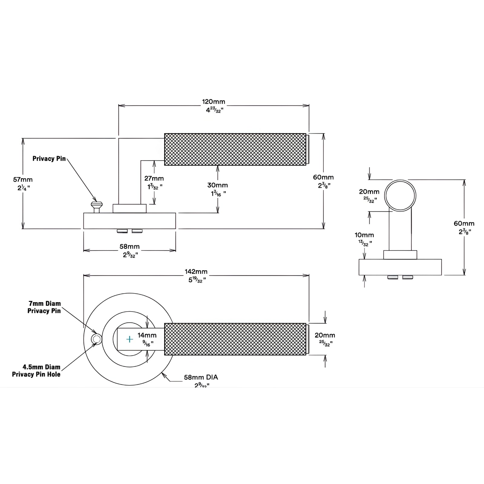 Lever Iver Brunswick Lever Round Rose Privacy Kit Matte Black  0353KIBPRIV60 - The Blue Space