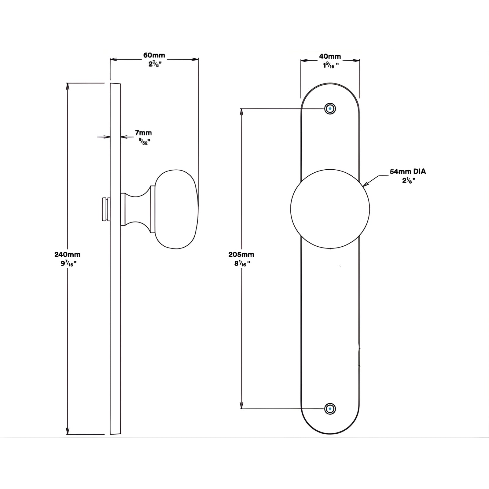 Line Drawing Knob Iver Cambridge Knob Oval Backplate Passage Kit Satin Nickel  14834KPASS60 - The Blue Space