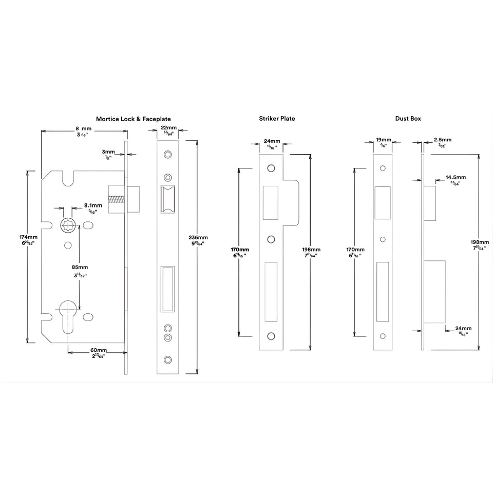 Iver Cambridge Knob Rectangular Backplate Entrance Kit with High Security Lock Brushed Brass