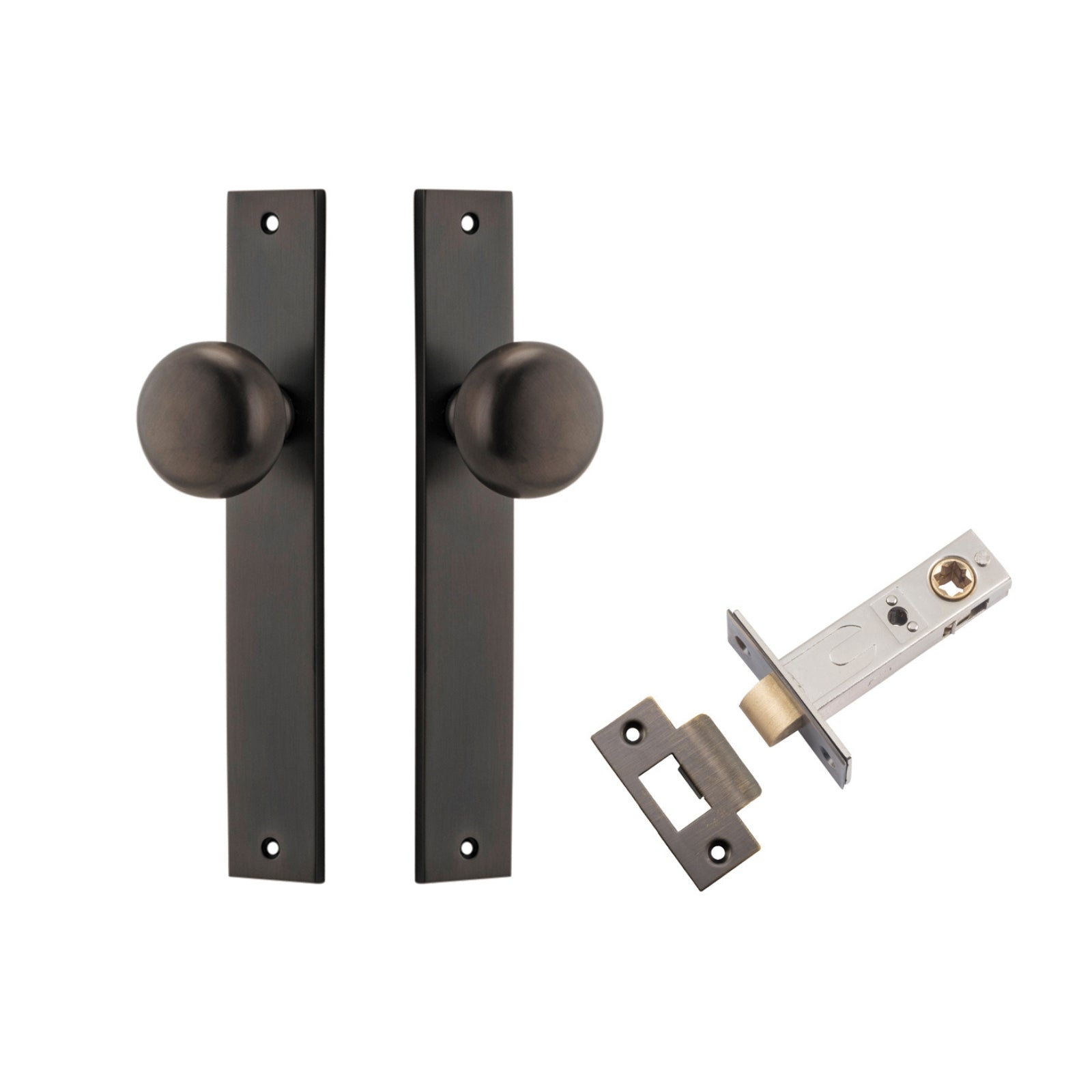 Iver Cambridge Knob Rectangular Backplate Passage Kit Signature Brass 10822KPASS60 - The Blue Space