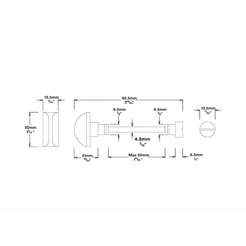 Iver Cambridge Knob Rectangular Backplate Privacy Kit with Privacy Turn Satin Nickel