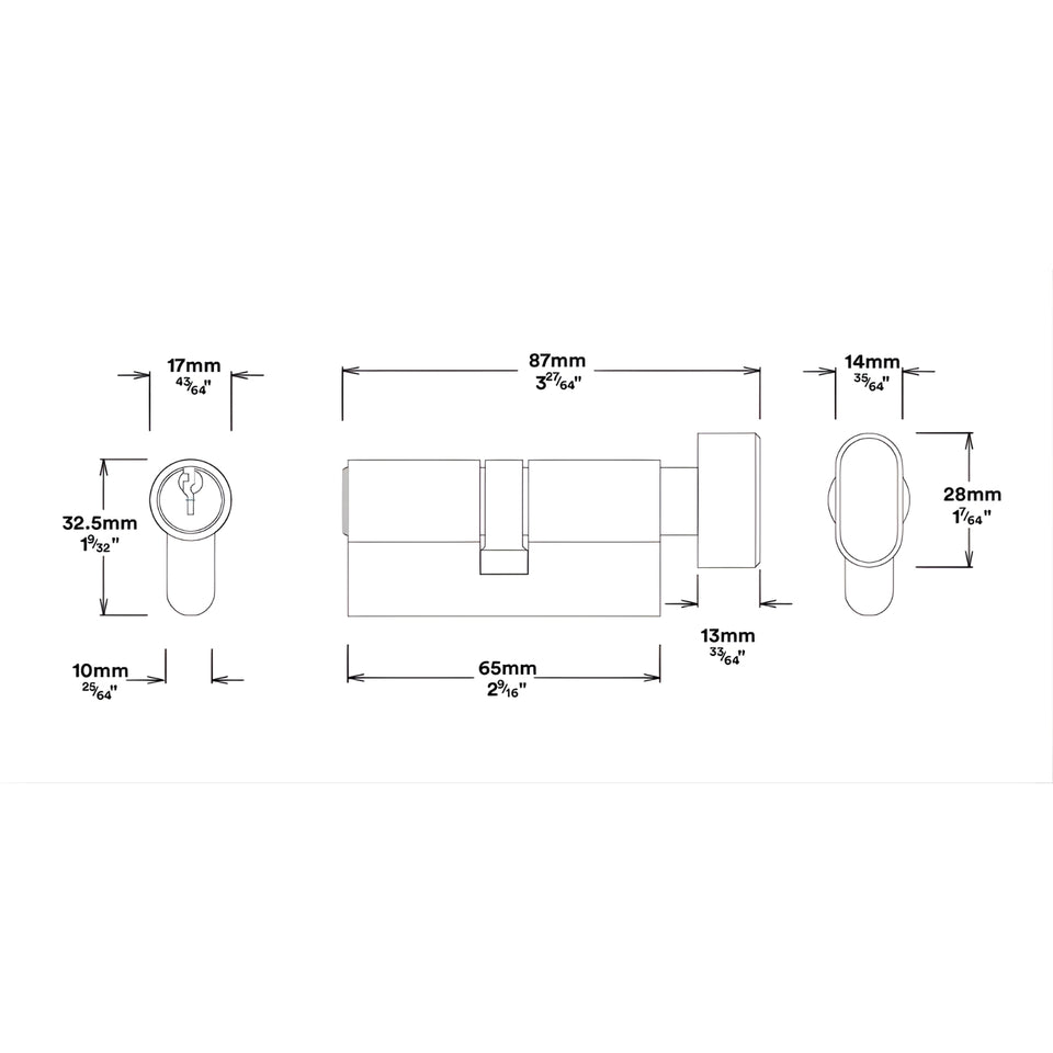 Iver Cambridge Knob Round Rose Entrance Kit with Separate High Security Lock Matte Black