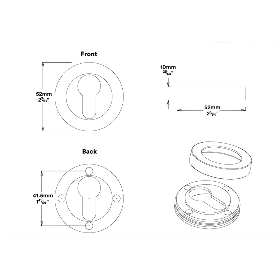 Iver Cambridge Knob Round Rose Entrance Kit with Separate High Security Lock Satin Nickel