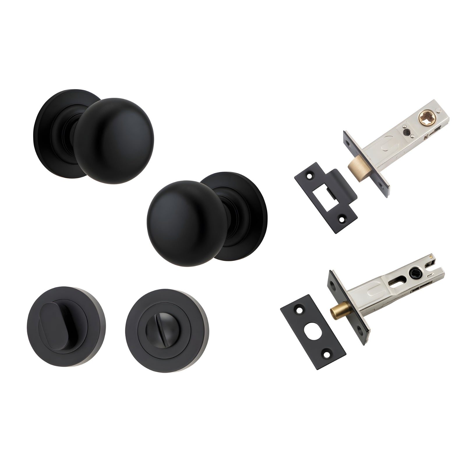 Iver Cambridge Knob Round Rose Privacy Kit with Separate Privacy Turn Matte Black  0203KPRIV60 - The Blue Space