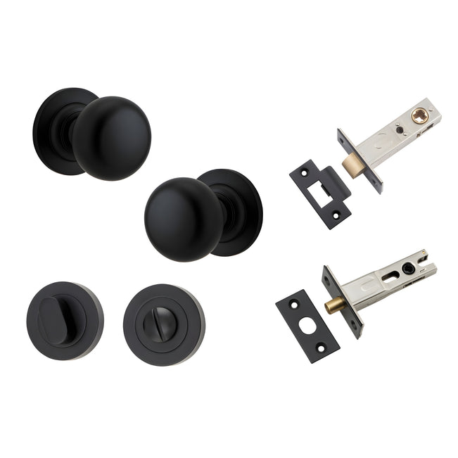 Iver Cambridge Knob Round Rose Privacy Kit with Separate Privacy Turn Matte Black  0203KPRIV60 - The Blue Space