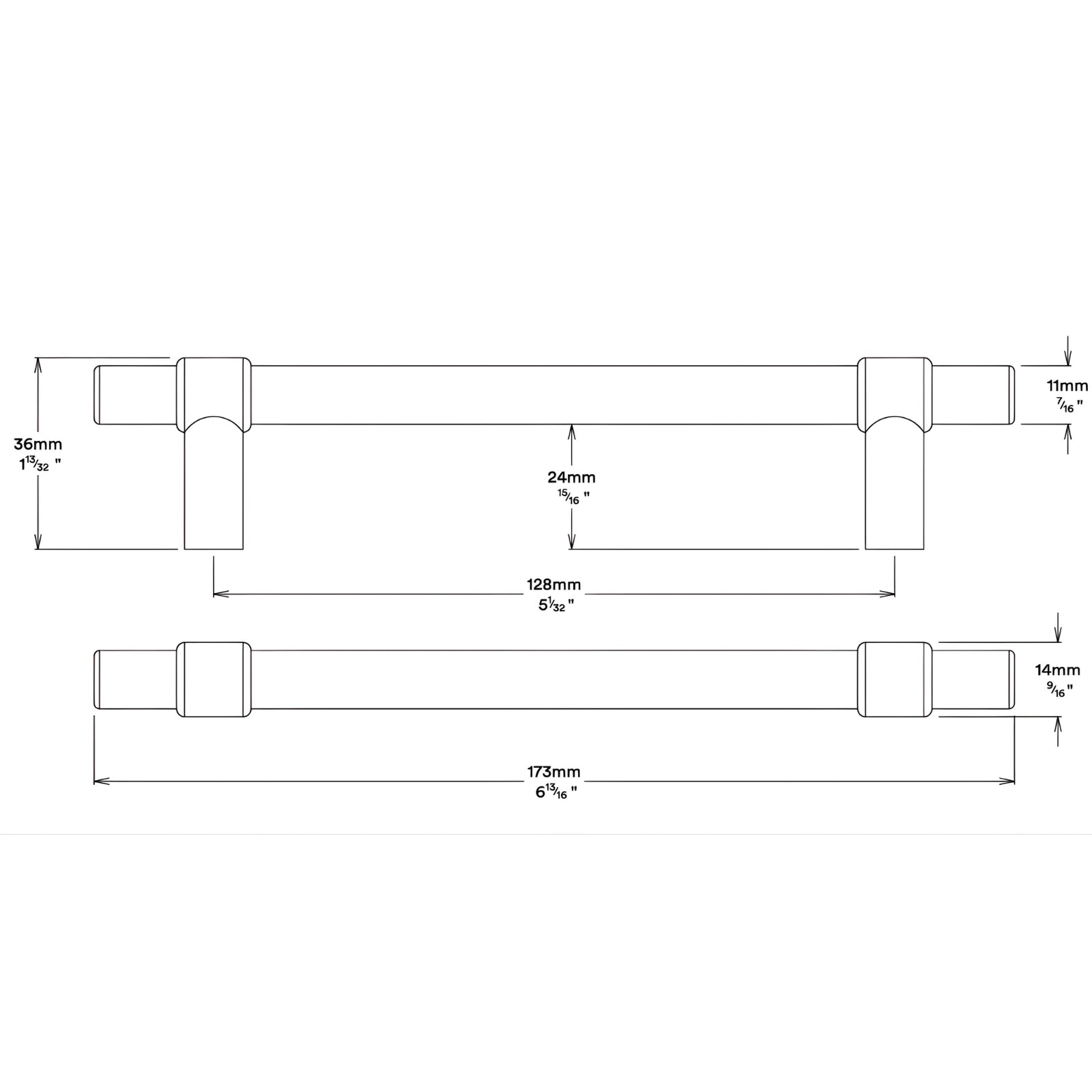 Line Drawing Iver Helsinki 128mm Cabinet Pull Handle Signature Brass 21001 - The Blue Space