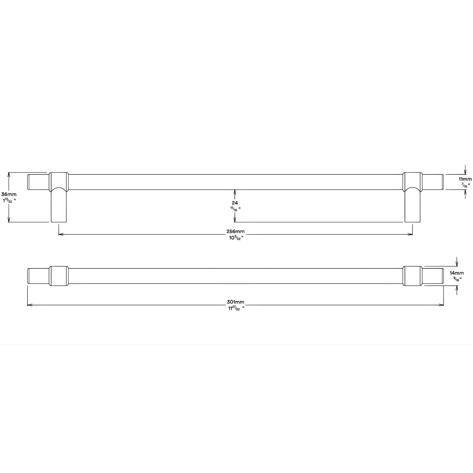 Line Drawing Iver Helsinki 256mm Cabinet Pull Handle Satin Nickel 21029 - The Blue Space