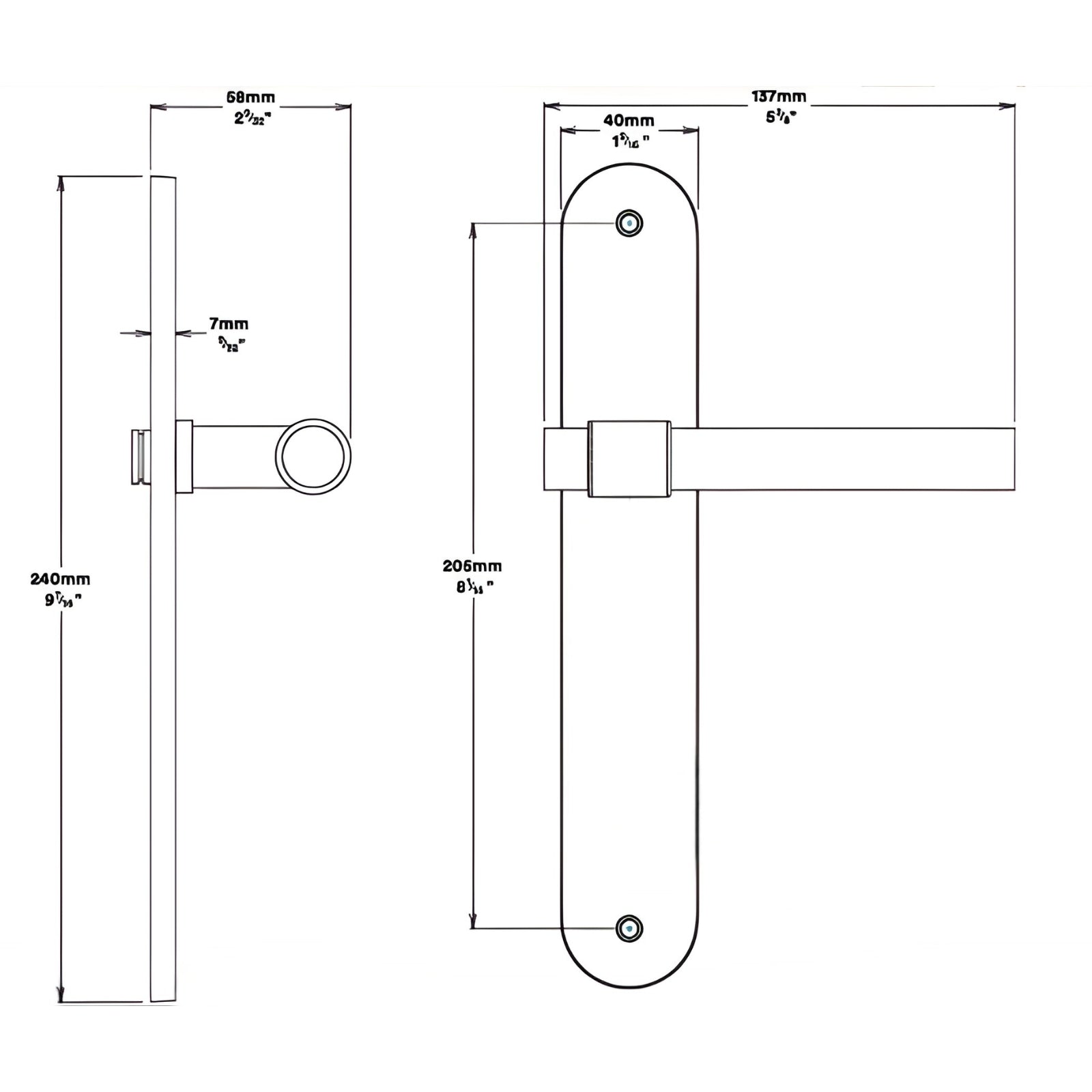 Line Drawing Iver Helsinki Lever Oval Backplate Passage Kit Brushed Gold PVD 16400KPASS60 - The Blue Space