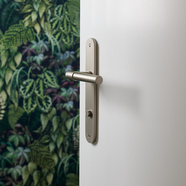 Project Image Iver Helsinki Lever Oval Backplate Privacy Kit with Privacy Turn Satin Nickel 14900KPRIV60 - The Blue Space