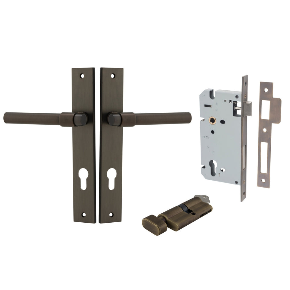 Iver Helsinki Lever Rectangular Backplate Entrance Kit with High Security Lock Signature Brass