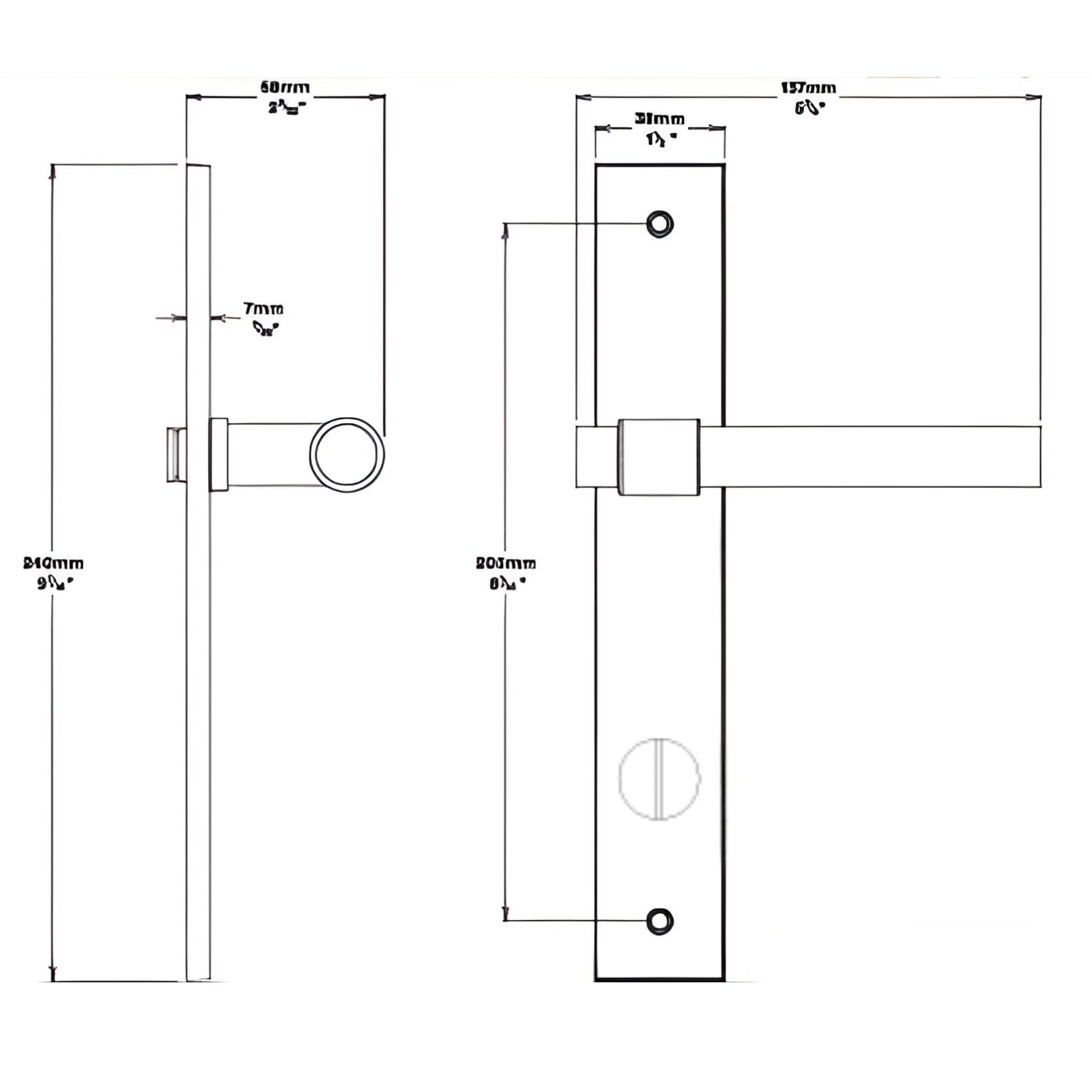 Line Drawing Iver Helsinki Lever Rectangular Backplate Privacy Kit with Privacy Turn Brushed Gold PVD 16396KPRIV60 - The Blue Space
