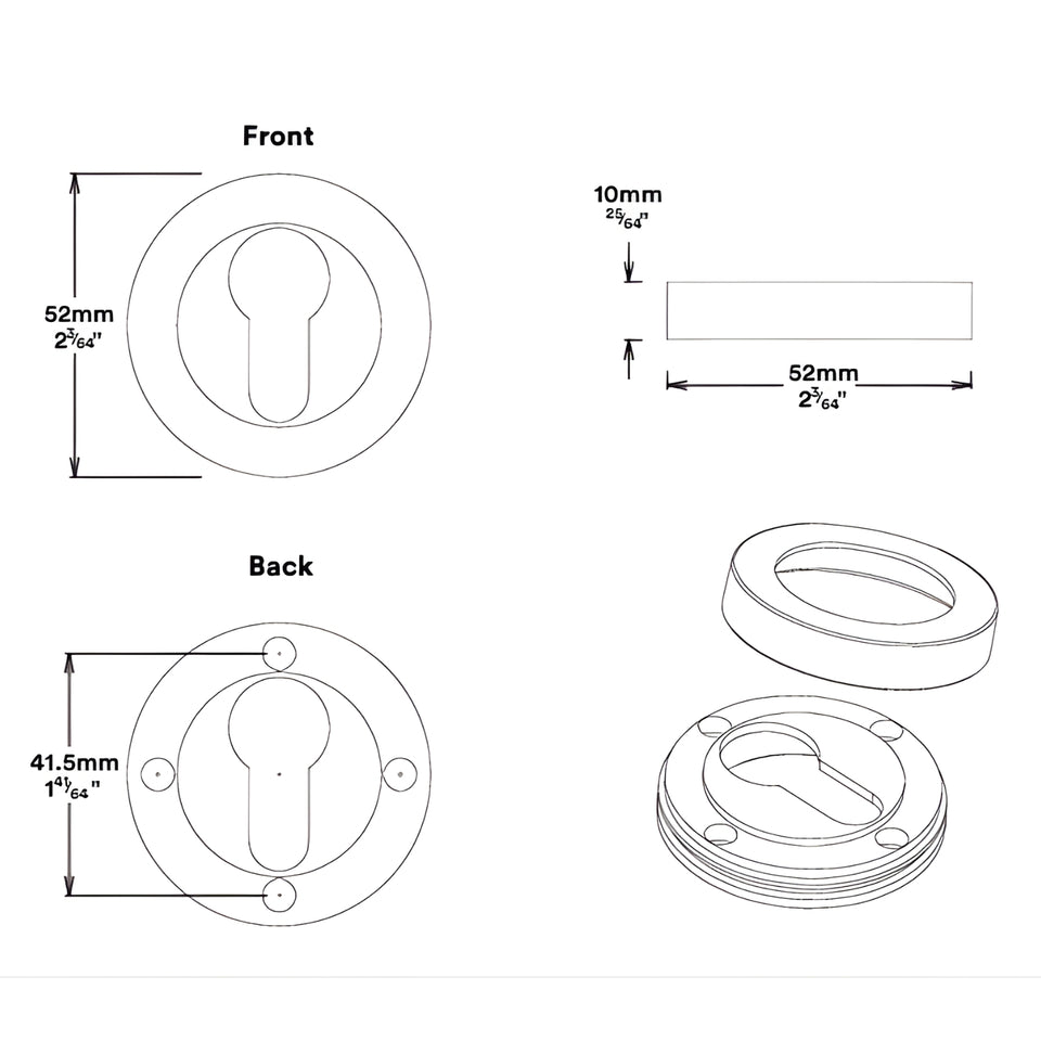 Iver Helsinki Lever Round Rose Entrance Kit with Separate High Security Lock Brushed Gold PVD