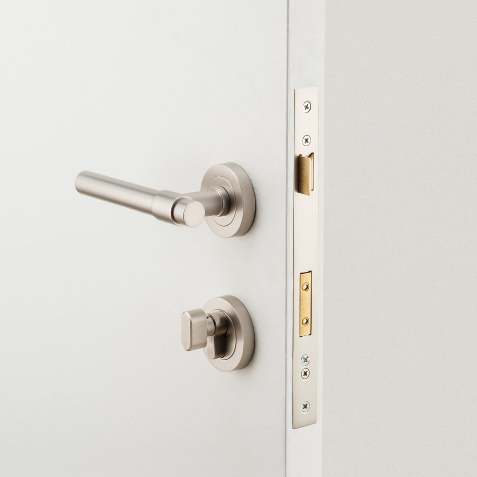 Iver Helsinki Lever Round Rose Entrance Kit with Separate High Security Lock Satin Nickel