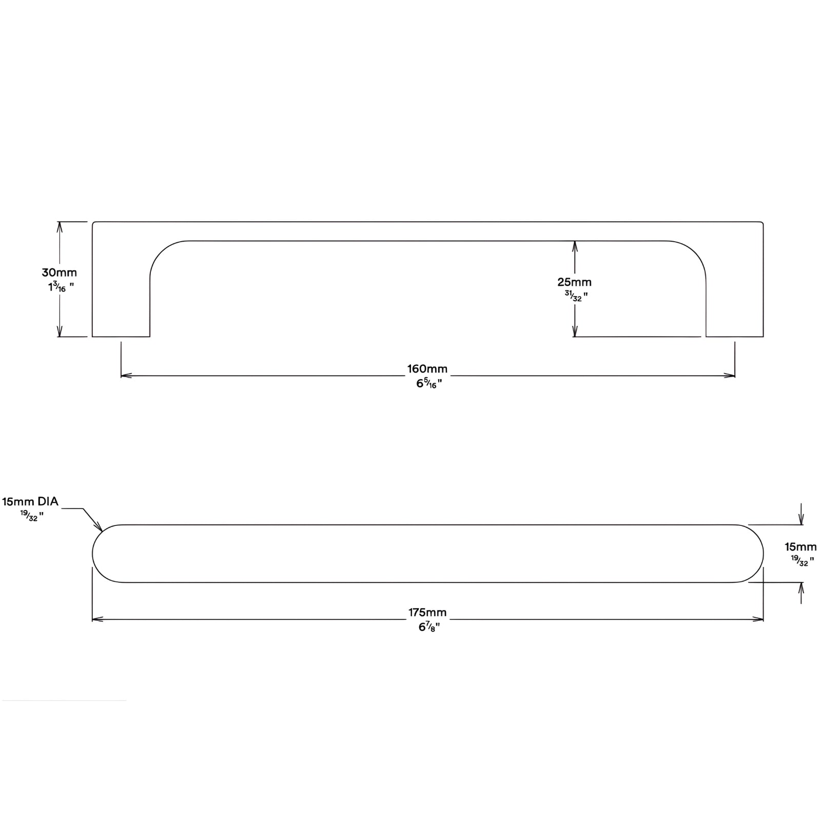 Line Drawing Iver Osaka 160mm Cabinet Pull Handle Polished Chrome 20964 - The Blue Space