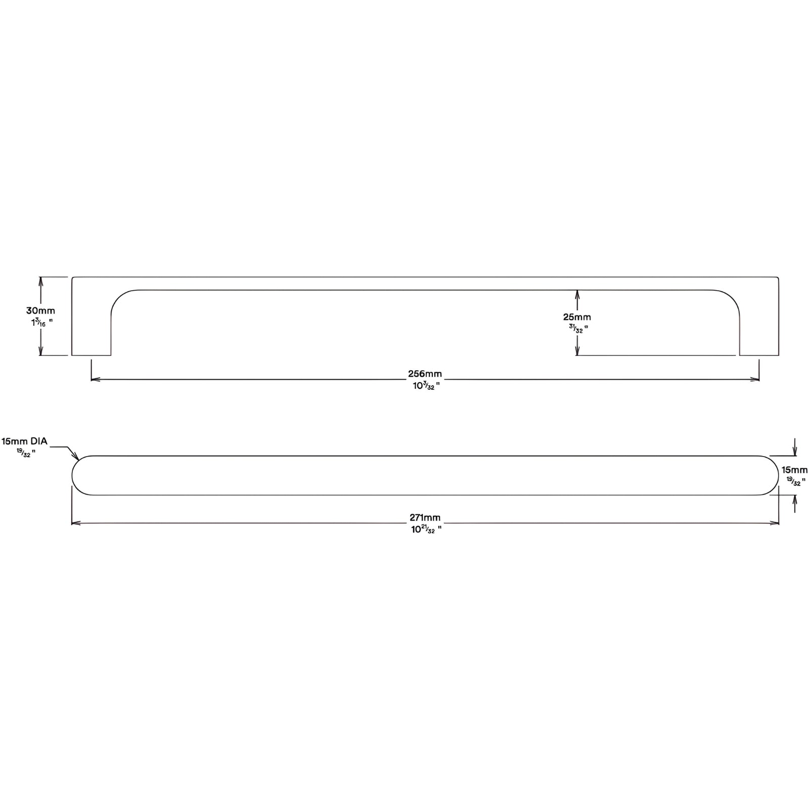 Line Drawing Iver Osaka 256mm Cabinet Pull Handle Matte Black 20973 - The Blue Space