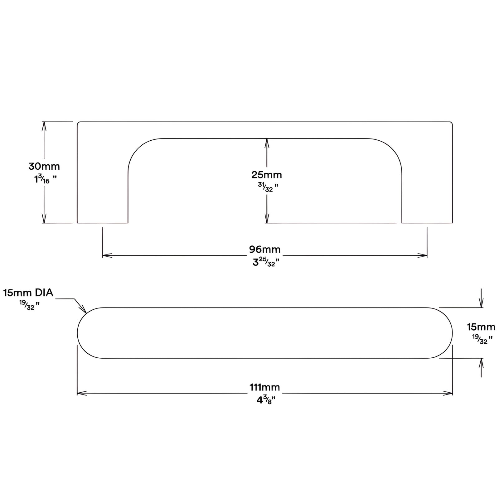 Line Drawing Iver Osaka 96mm Cabinet Pull Handle Signature Brass 20941 - The Blue Space