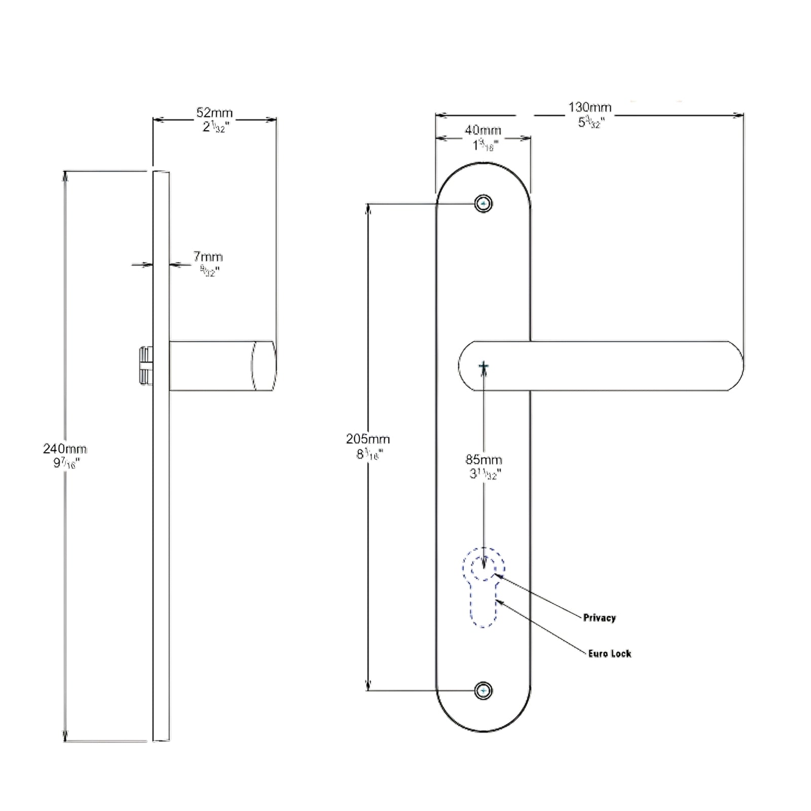 Line Drawing Iver Osaka Lever Oval Backplate Passage Kit Satin Nickel 14864KPASS60 - The Blue Space