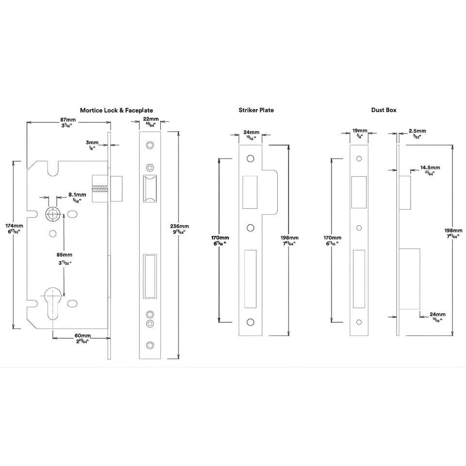 Iver Osaka Lever Rectangular Backplate Entrance Kit with High Security Lock Brushed Brass