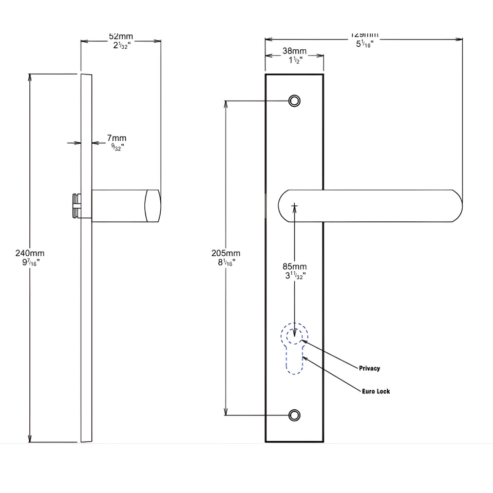 Iver Osaka Lever Rectangular Backplate Entrance Kit with High Security Lock Matte Black