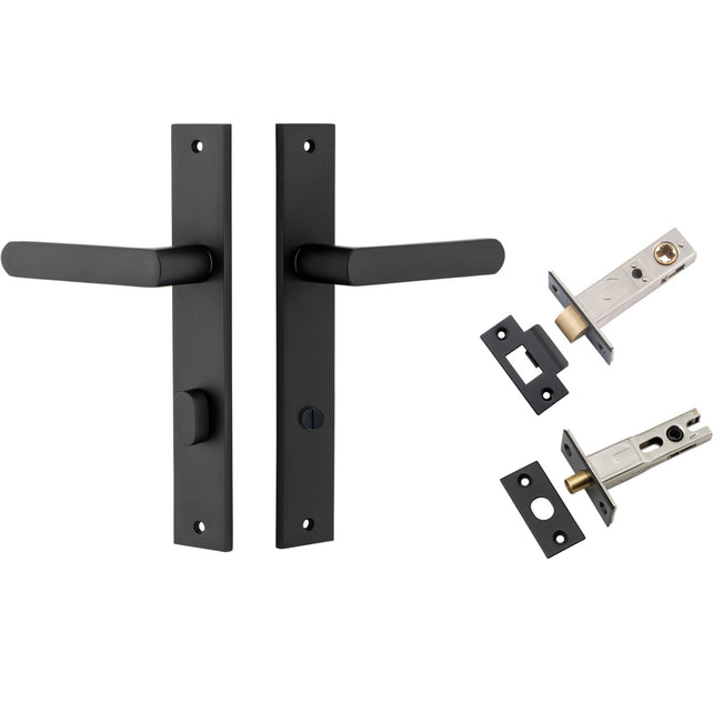 Iver Osaka Lever Rectangular Backplate Privacy Kit with Privacy Turn Matte Black 12860KPRIV60 - The Blue Space