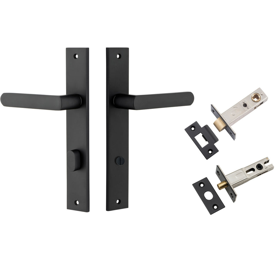 Iver Osaka Lever Rectangular Backplate Privacy Kit with Privacy Turn Matte Black