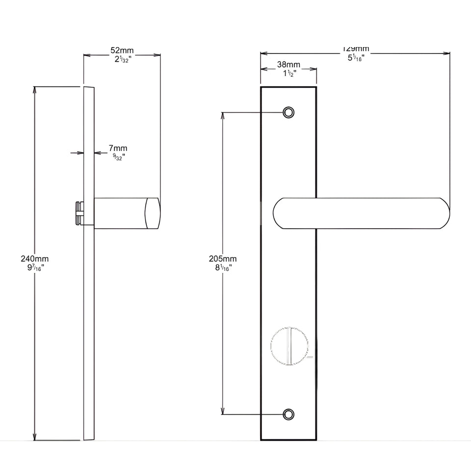 Iver Osaka Lever Rectangular Backplate Privacy Kit with Privacy Turn Satin Nickel
