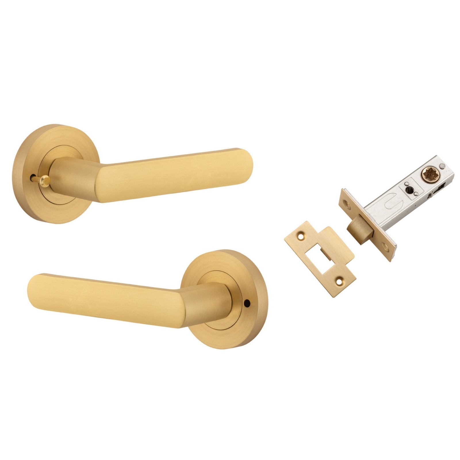 Iver Osaka Lever Round Rose (Inbuilt Privacy) Brushed Brass 20776KIBPRIV60 - The Blue Space