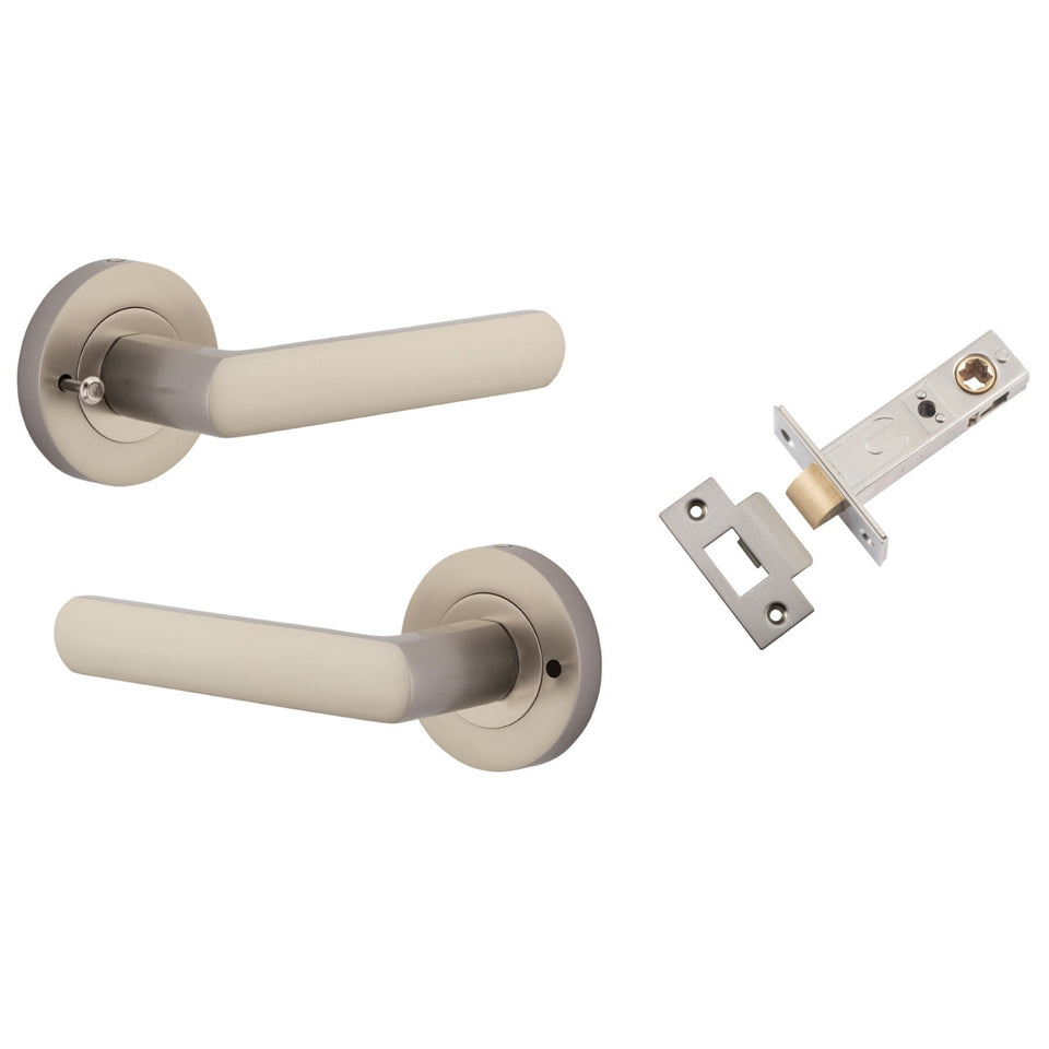 Iver Osaka Lever Round Rose (Inbuilt Privacy) Satin Nickel