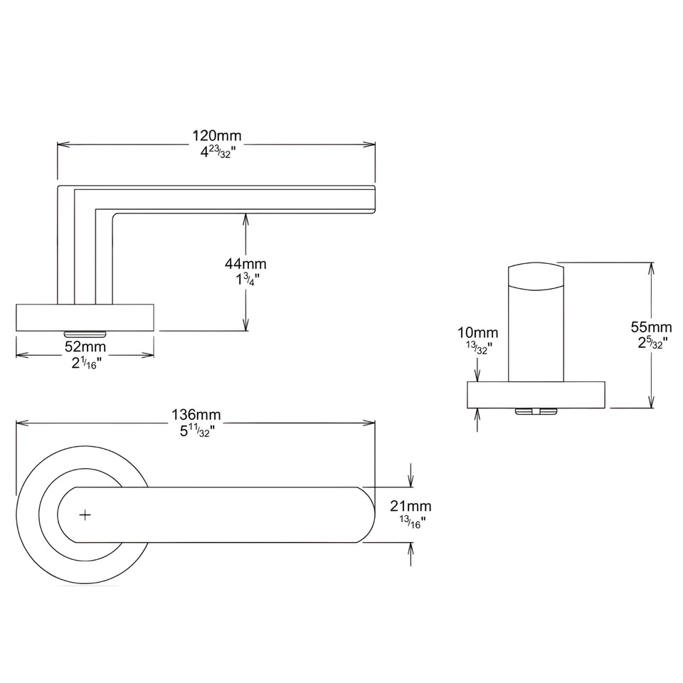 Iver Osaka Lever Round Rose Entrance Kit with Separate High Security Lock Matte Black